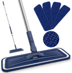 BPAWA Microfiber Mops for Floor Cleaning - Flat Floor Mop with 4 Washable Chenille Pads Dry Dust for Hardwood Laminate Wood Tile Vinyl Wall Hard Surfaces - 150cm Adjustable Long Handle