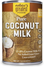 Nature’s Greatest Foods Pure Coconut Milk – No Guar Gum, No Additives, Non-GMO, BPA-Free, Vegan, Gluten-Free and Kosher, 17-19% Coconut Milk Fat, Unsweetened 12-pack