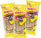 Bebeto Sour Rainbow Belts Candy, Super Belt Mixed Fruit (3 Pack, 2.65 oz / 75g Each) – Soft & Chewy Vegan Sour Belts Candy, by Kervan
