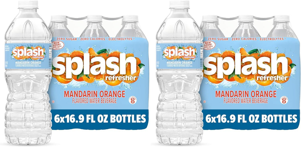 Splash Refresher Mandarin Orange Flavored Water, 16.9 Fl Oz, Plastic Bottle, Pack of 12