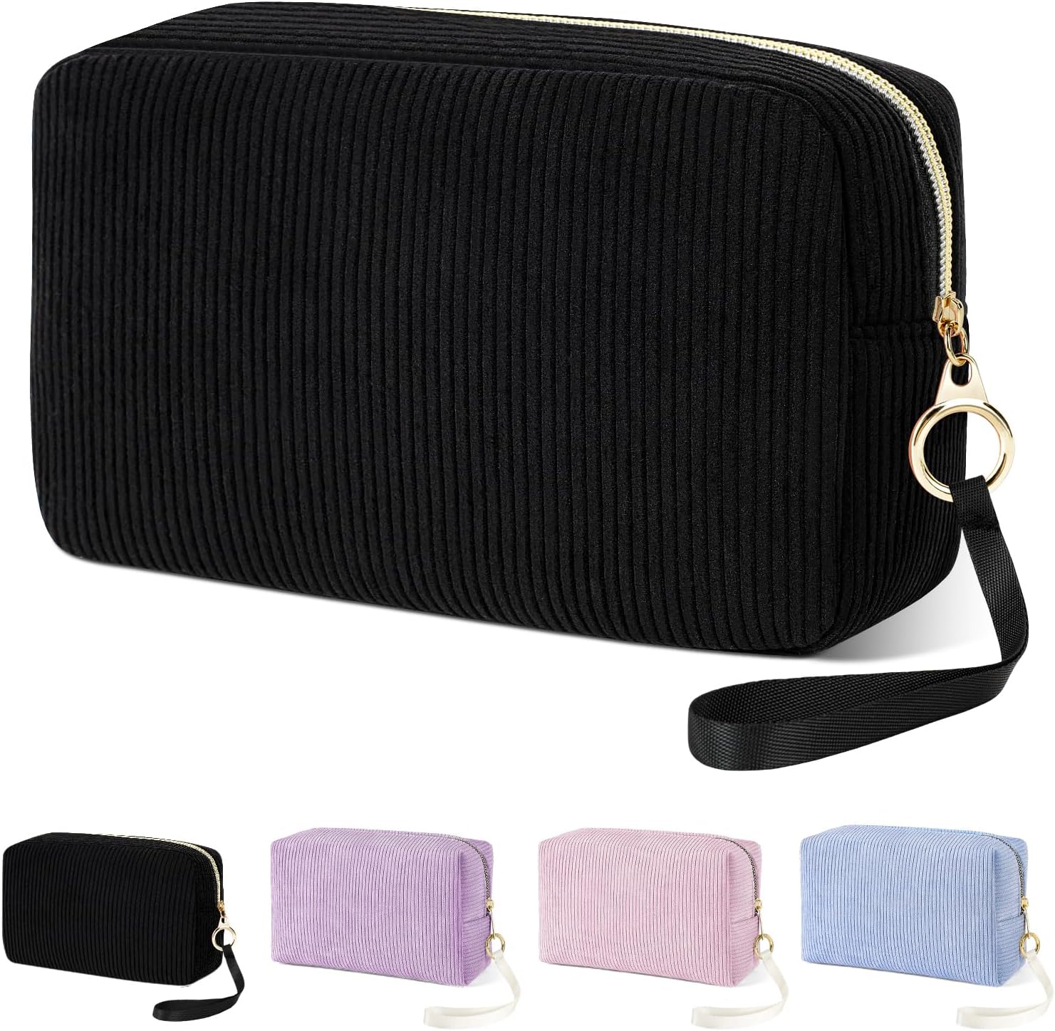 Likesing Tampon Holder for Purse, Corduroy Period Bag Sanitary Napkin Storage Bag for Girls Womens, Portable Feminine Emergency Pad Period Pouch(Black)
