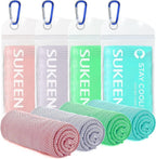 Sukeen 4 Pack Cooling Towel (40"x12") for Sweat, Quick-Drying Cooling Neck Wraps, Soft Breathable Cooling Towels for Neck and Face, Chilly Gym Towels for Sport, Camping, Hiking