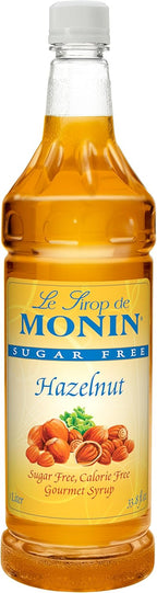 Monin Sugar Free Hazelnut Syrup 1 Liter, Pack of 4