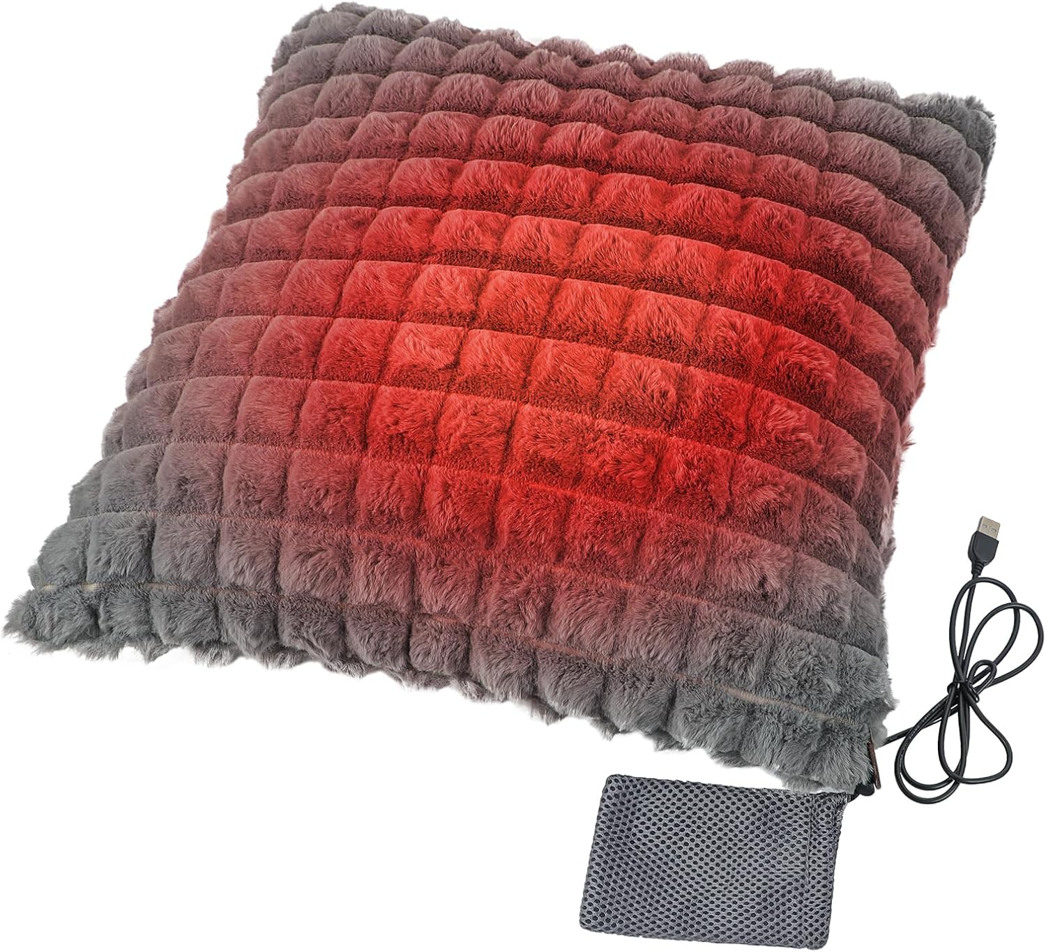USB Heated Cushion Chair Sofa Bed Throw Pillow Home Office Lumbar Support Cushion Electric Heating Pad for Back, Abdomen, Lumbar, Neck, Shoulder (Gray)