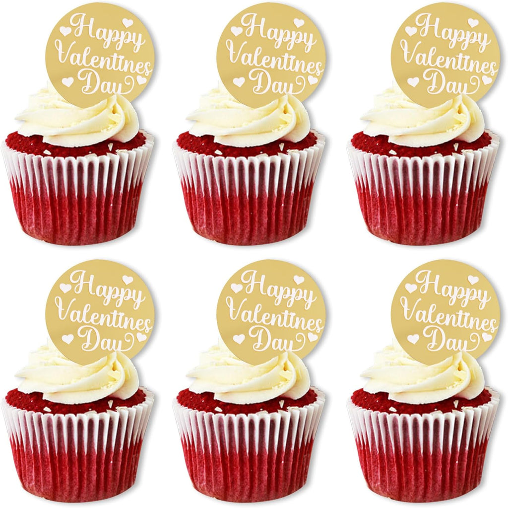 BEISHIDA 10pcs Happy Valentine's Day Cupcake Topper Heart Acrylic Cupcake Decoration Discs Mirror Sweet Love Cupcake Decors Happy Valentine's Day Party Supplies Wedding Anniversary Engagement