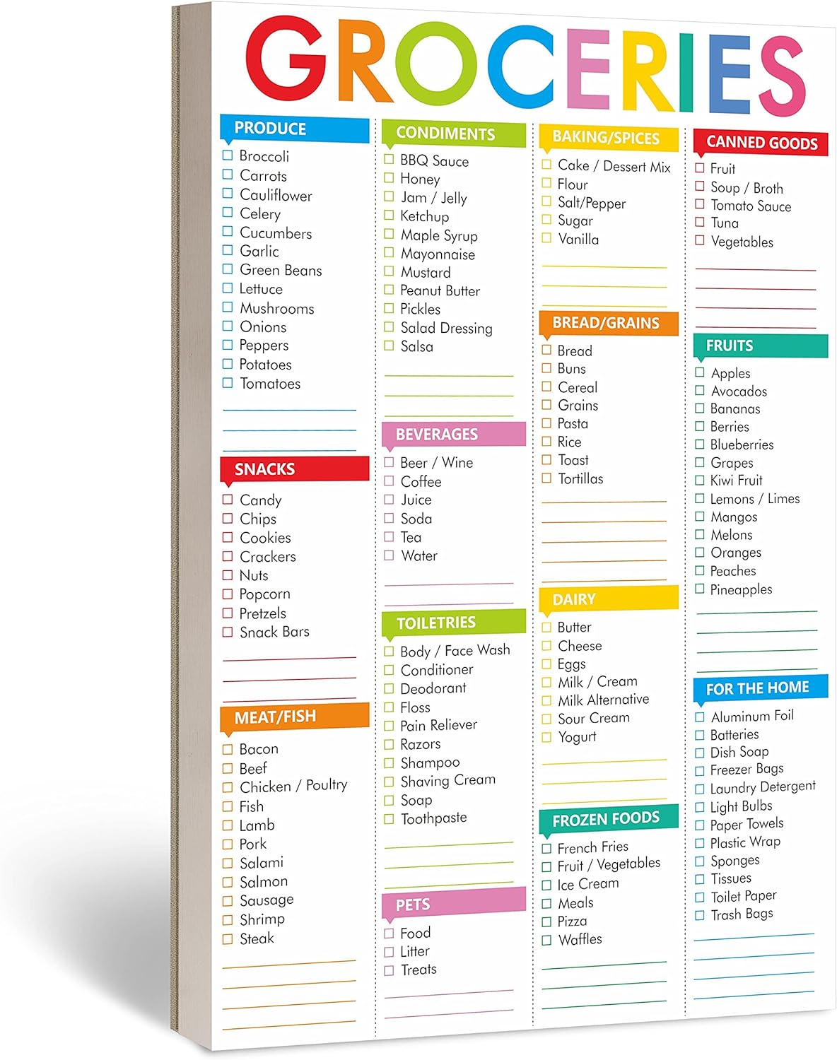 Hebayy 90 Sheets Fastcheck Grocery List Magnet Pad, 110 Printed Common Food for Fridge and Blank Grocery Shopping Spaces for Home. Size 6”x 9”