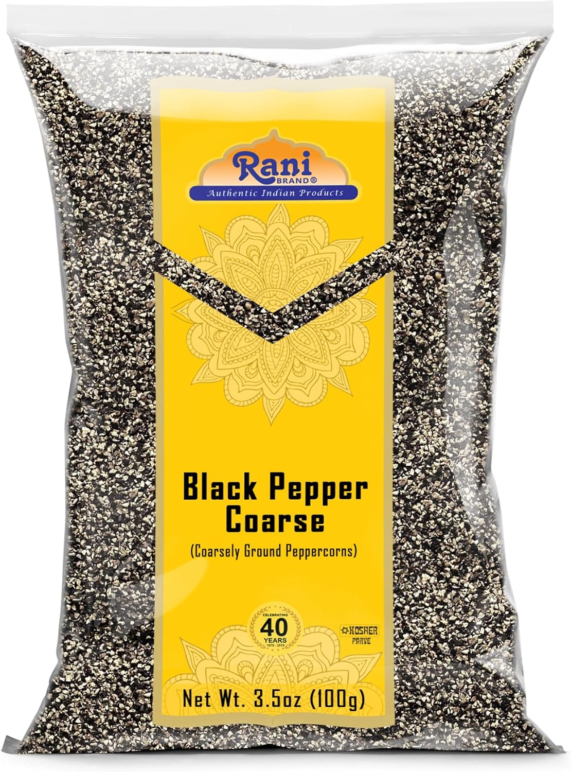 Rani Black Pepper Coarse Ground 28 Mesh (Table Grind) 3.5oz (100g) ~ All Natural | Vegan | Gluten Friendly | NON-GMO | Kosher | Product of Vietnam