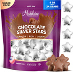 Madelaine Chocolate Silver Stars - Easter Candy Party Favors - 24 Milk Chocolate Candy Individually Wrapped In Silver Foil for Party Decorations 8 Oz Bag