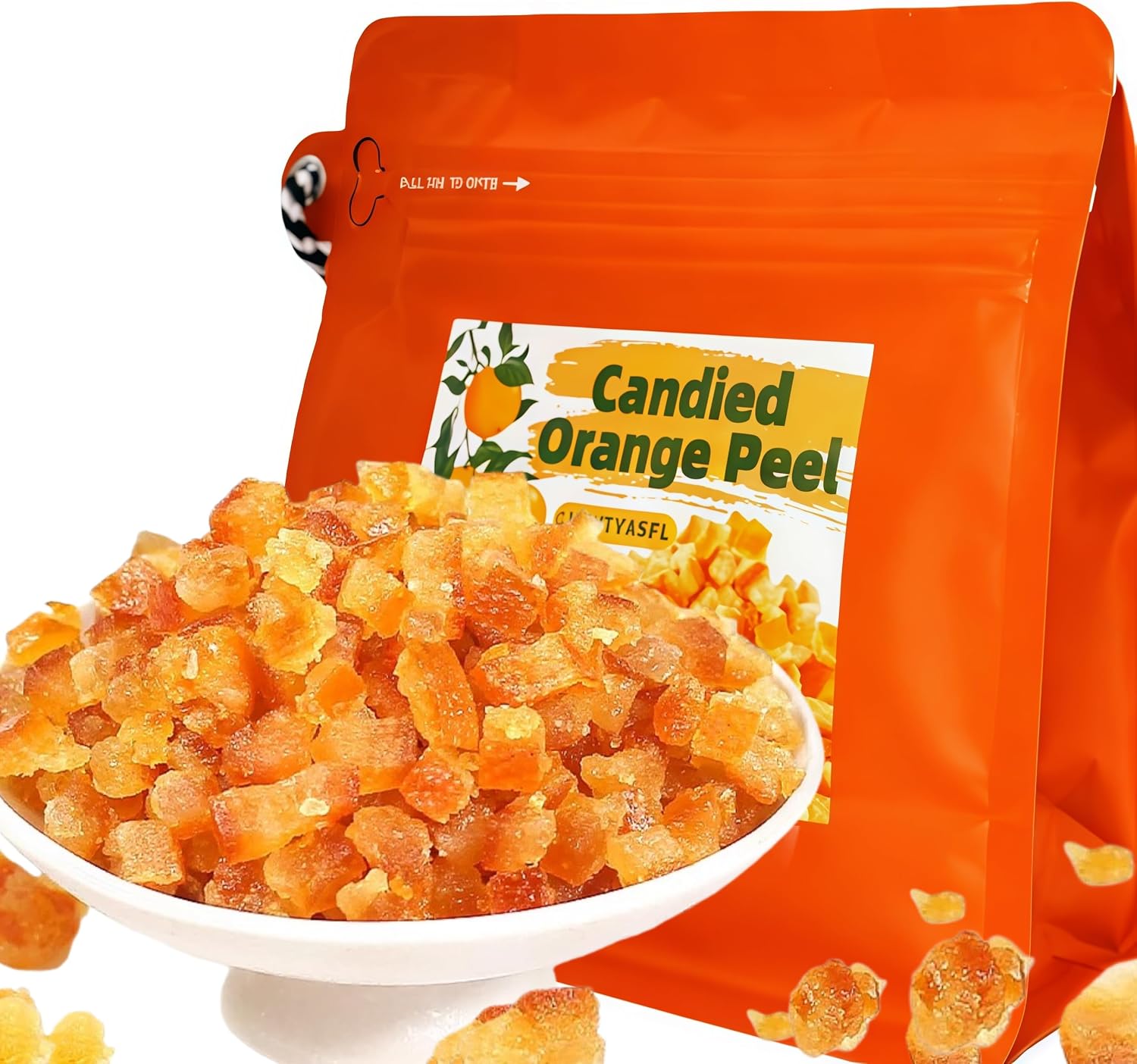 17.64 oz Candied Orange Peel, Candied Fruit for Baking Sweet & Zesty Baking Essential for Cakes, Cookies, and Cocktails