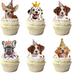 50 PCS Edible Pet Dog Cupcake Toppers Cute Wafer Paper Puppy Dog Cupcake Picks Edible Puppy Dogs Birthday Decorations for Pet Dogs Theme Birthday Anniversary Party Cake Decorations Supplies