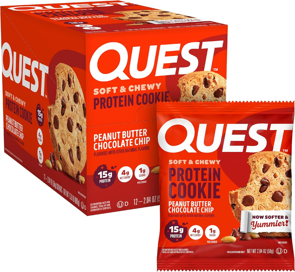Quest Nutrition Peanut Butter Chocolate Chip High Protein Cookie, Keto Friendly, Low Carb, 24.5 Oz, 12 count (Pack of 1)