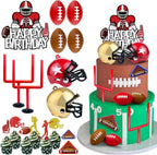 17 PCS Football Birthday Party Supplies Set with Helmet Football Cake Topper Mini Flick Football Games for Themed Celebrations