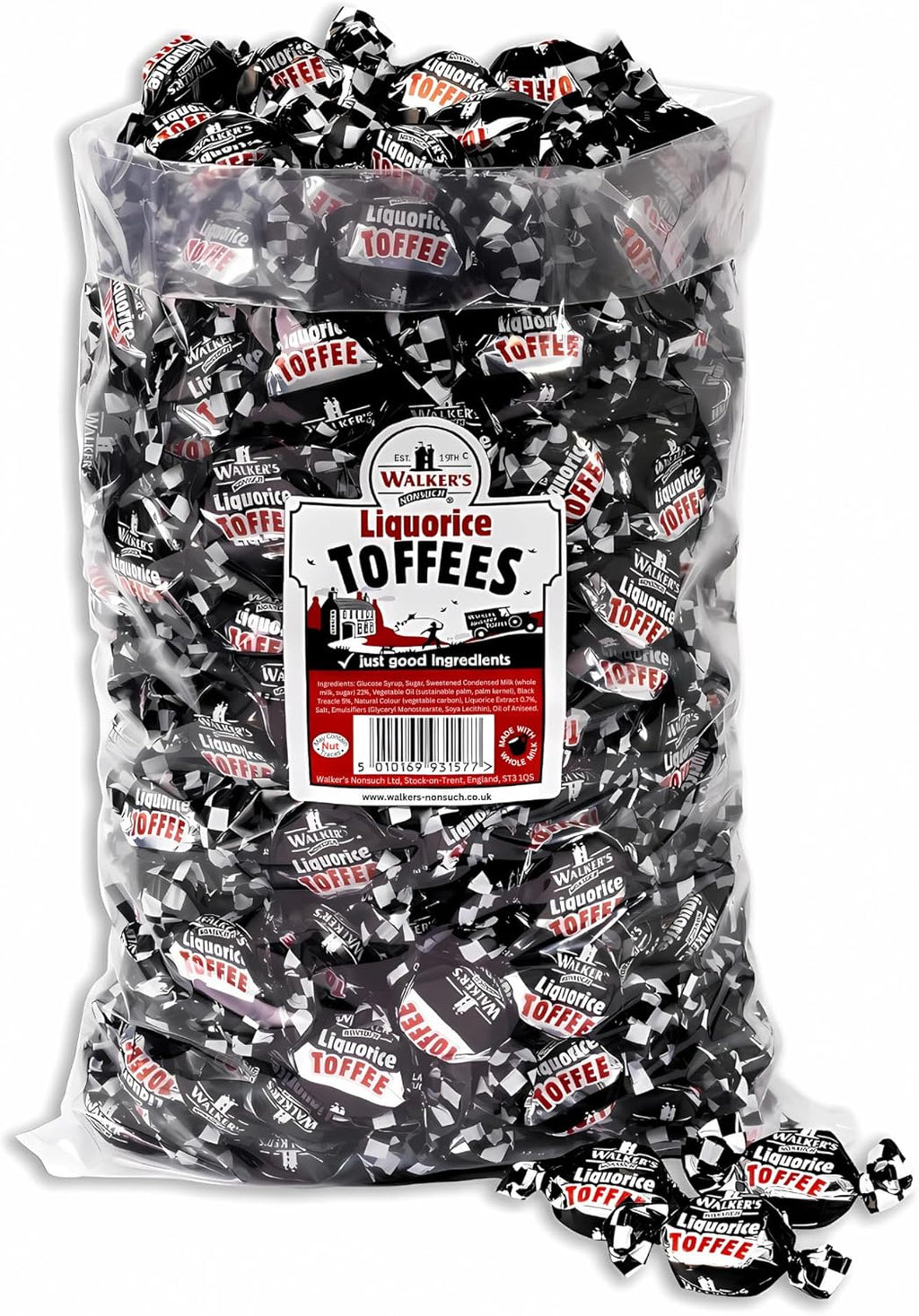 Walkers Nonsuch Liquorice Toffees Bulk Bag – Black Licorice Candy from UK – Individually Wrapped British Candy Gift – Old Fashioned English Toffee with Condensed Milk & Black Treacle, 88.18 Oz (2.5kg)