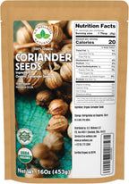 Coriander Seeds, 16 Oz, 100% Certified Organic, Raw, Non-GMO, Non-Irradiated
