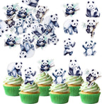 60 Pack Edible Panda Cupcake Toppers Rice Paper Bamboo Animals Cute Panda Cupcake Picks Decorations for Animal Bear Animals Theme Baby Shower Kids Birthday Party Cake Cake Decorations Supplies