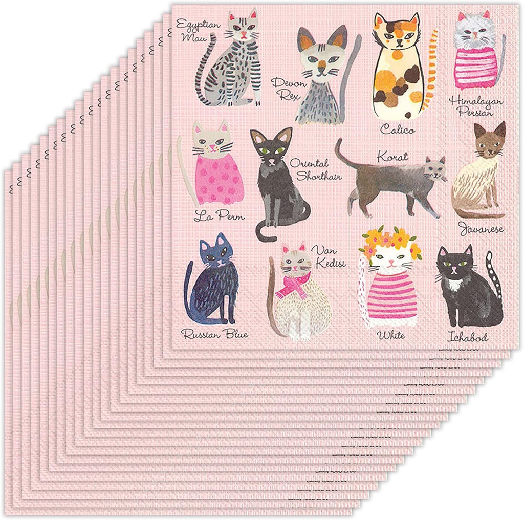 Boston International IHR 3-Ply Paper Napkins, 20-Count Cocktail Size, Cupcakes Cat