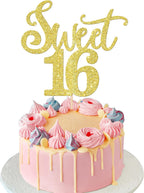Rsstarxi 1 Pack Sweet 16th Birthday Cake Topper Cheers to 16 Years Sweet 16 Cake Decorations Sixteen Hello 16 Birthday Cake Pick Happy 16th Birthday Party Cake Decorations Gold