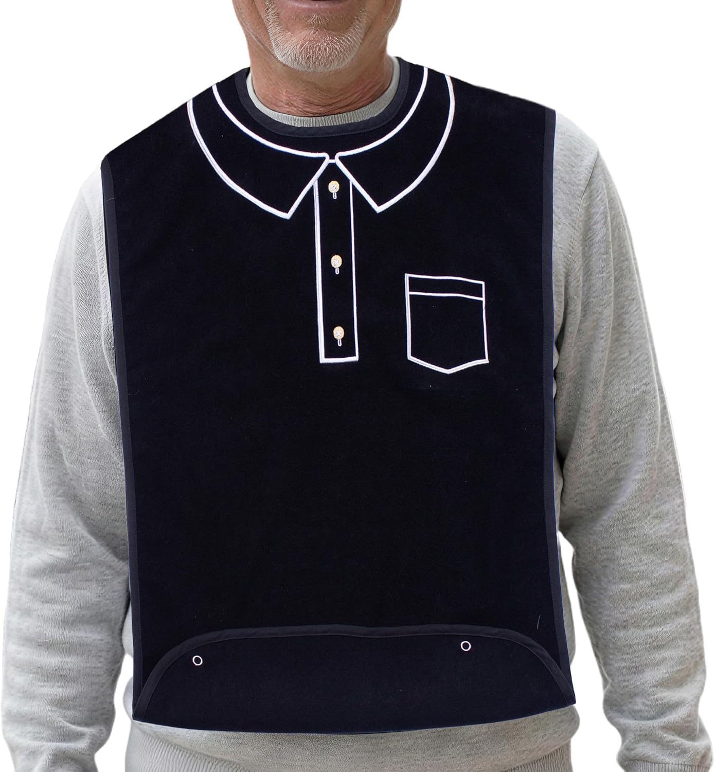 Adult Bibs for Men, Wipe ‘n Wear™ Clothing Protectors for Eating, Senior Adult Bib Crumb Catcher, Waterproof, Reusable, Washable (Polo)