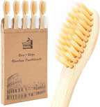 Bamboo Toothbrushes for Adults, BPA-Free Soft Tapered Bristles, Eco-Friendly Natural Organic Wooden Toothbrush, 10-Count Toothbrushes Travel Set