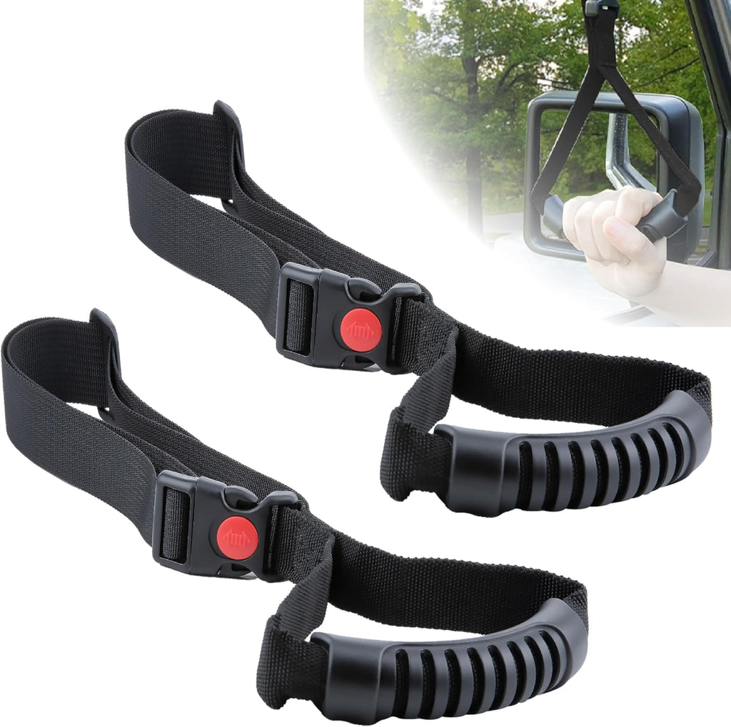 ecocstm 2 PCS Car Adjustable Grab Handles, Car Accessories Handle Assist, Safety Handle Portable Vehicle Support Grab Bar for Trucks, SUVs, Jeeps, Vans, Cars and ATVs (Black)
