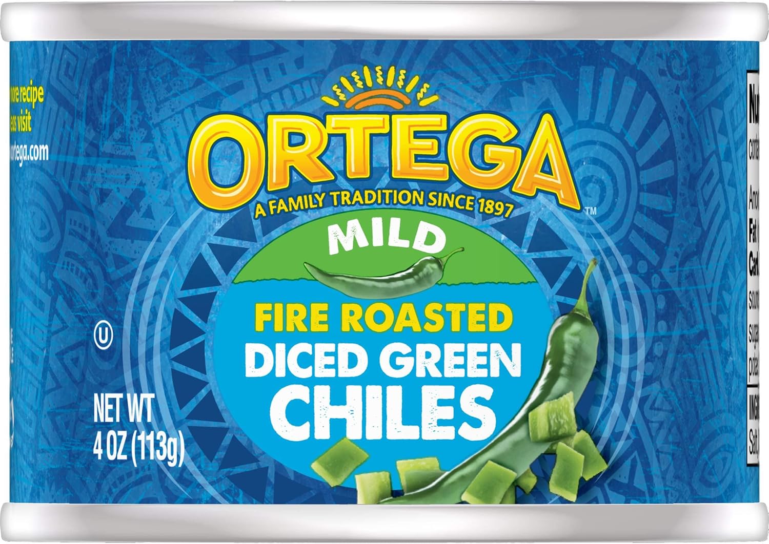 Ortega Fire Roasted Diced Green Chiles, Mild, 4 oz (Pack of 12)
