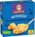 Annie's Macaroni and Classic Cheddar, Made with Organic Pasta and Real Cheese, 4 Ct, 24 oz