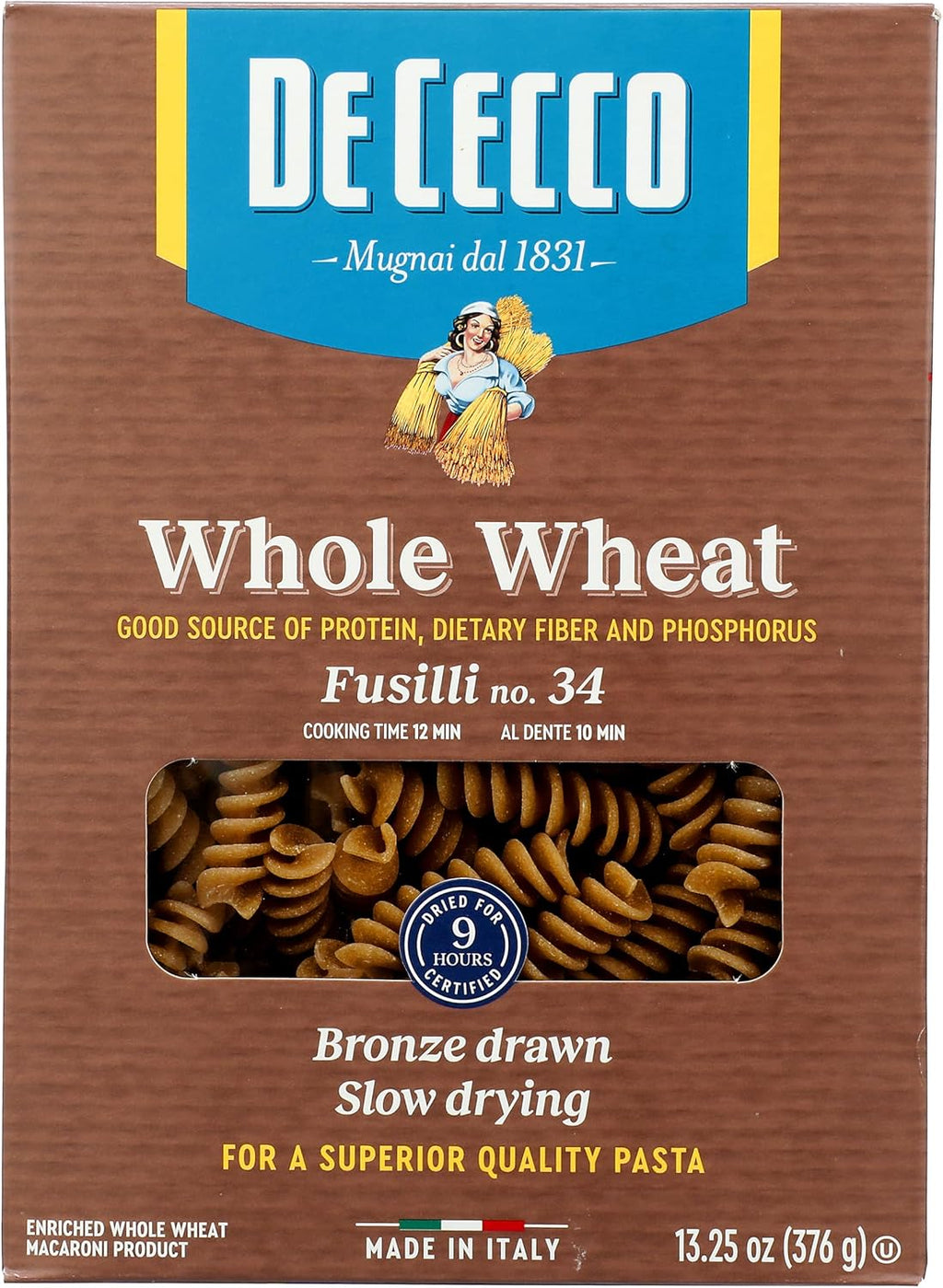 De Cecco Pasta Fusilli Whole Wheat, 13.25 oz
