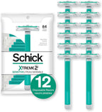 Schick Xtreme 2 Blade Sensitive Skin Disposable Razor For Men, Pack of 12