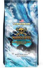 Warpath Coffee Dark Roast Whole Bean Coffee, Mariner's Blend, High Caffeine, Extra Strong Roasted 100% Arabica Coffee Beans Whole, Rich Aroma, Full-Bodied Intense Cup, Created by Navy SEALs, 12oz