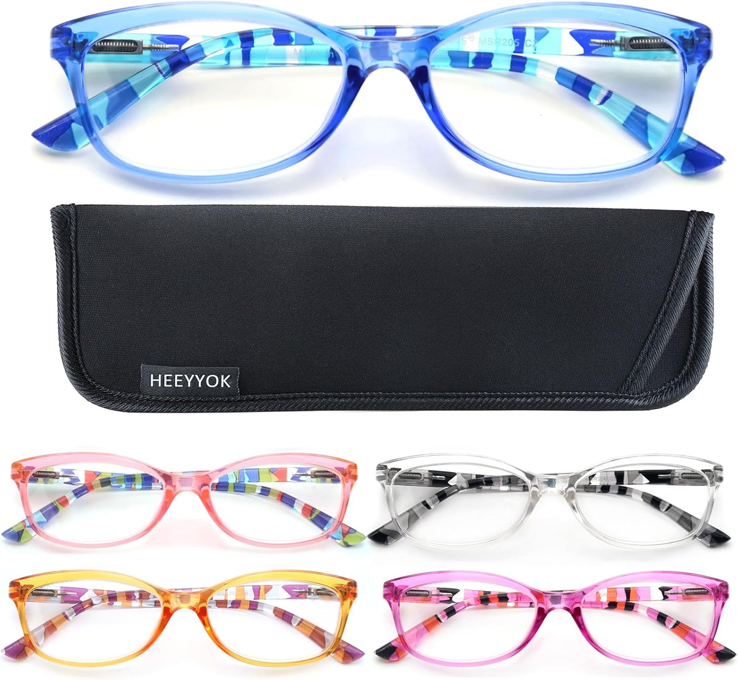 HEEYYOK 2.00 Reading Glasses Women For Small Face Readers for womens Colorful Ladies Cheaters Glasses Lightweight Comfortable Frame spring hinge 5 Pack