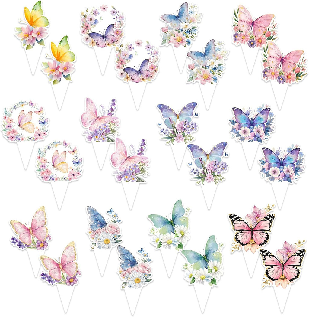 48 Pcs Butterfly Cupcake Toppers Butterfly Cake Decorations