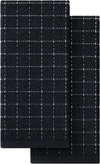 Homaxy 100% Cotton Terry Kitchen Towels(Black, 13 x 28 inches), Checkered Designed, Soft and Super Absorbent Dish Towels, 2 Pack