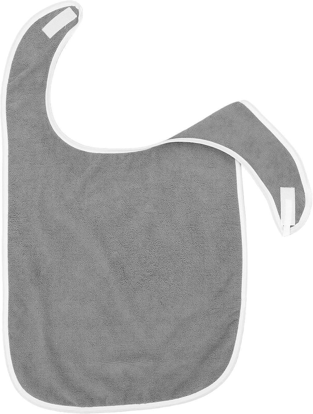Luxshiny Adult Bib for Seniors and Adults, Reusable Non-slip Waterproof Feeding Bib Soft Fabric, Gray Protective Clothing for Mealtime and Daily Care