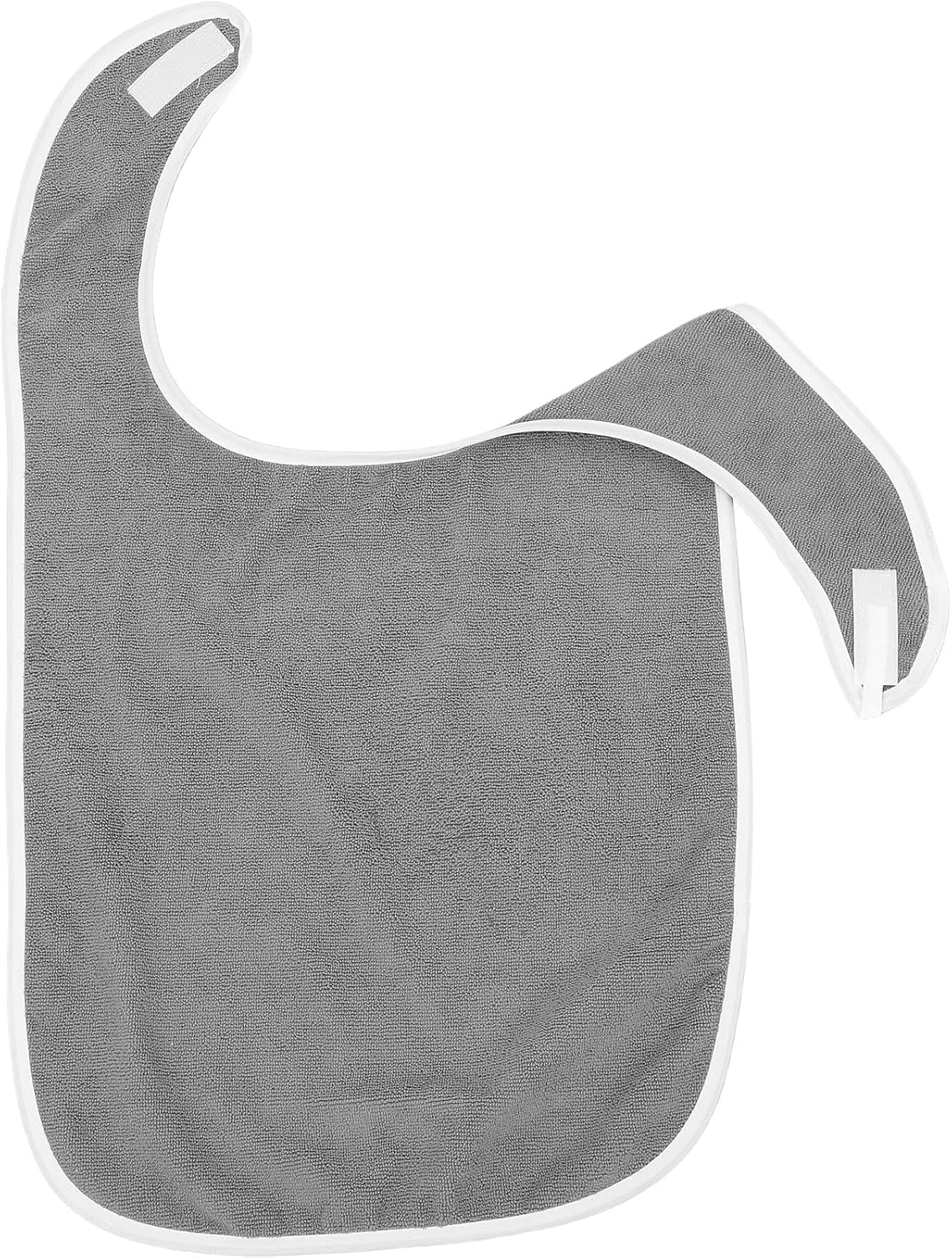 Luxshiny Adult Bib for Seniors and Adults, Reusable Non-slip Waterproof Feeding Bib Soft Fabric, Gray Protective Clothing for Mealtime and Daily Care