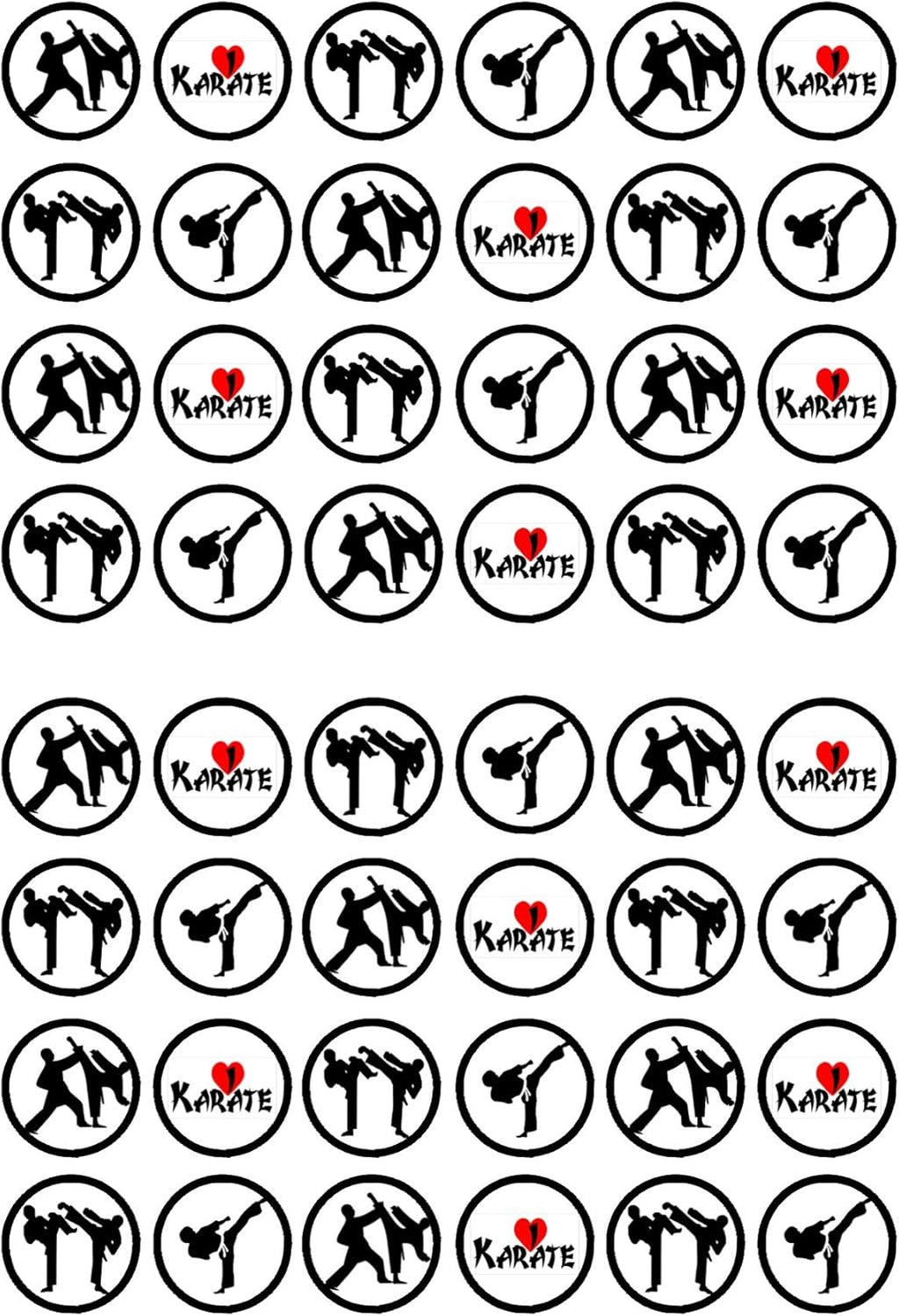 Karate Edible Cupcake Toppers – Martial Arts Cake Decorations for Birthdays, Dojo Events & Belt Ceremonies – UNCUT (Pack of 48 x 1.18 Inch/3cm Discs)