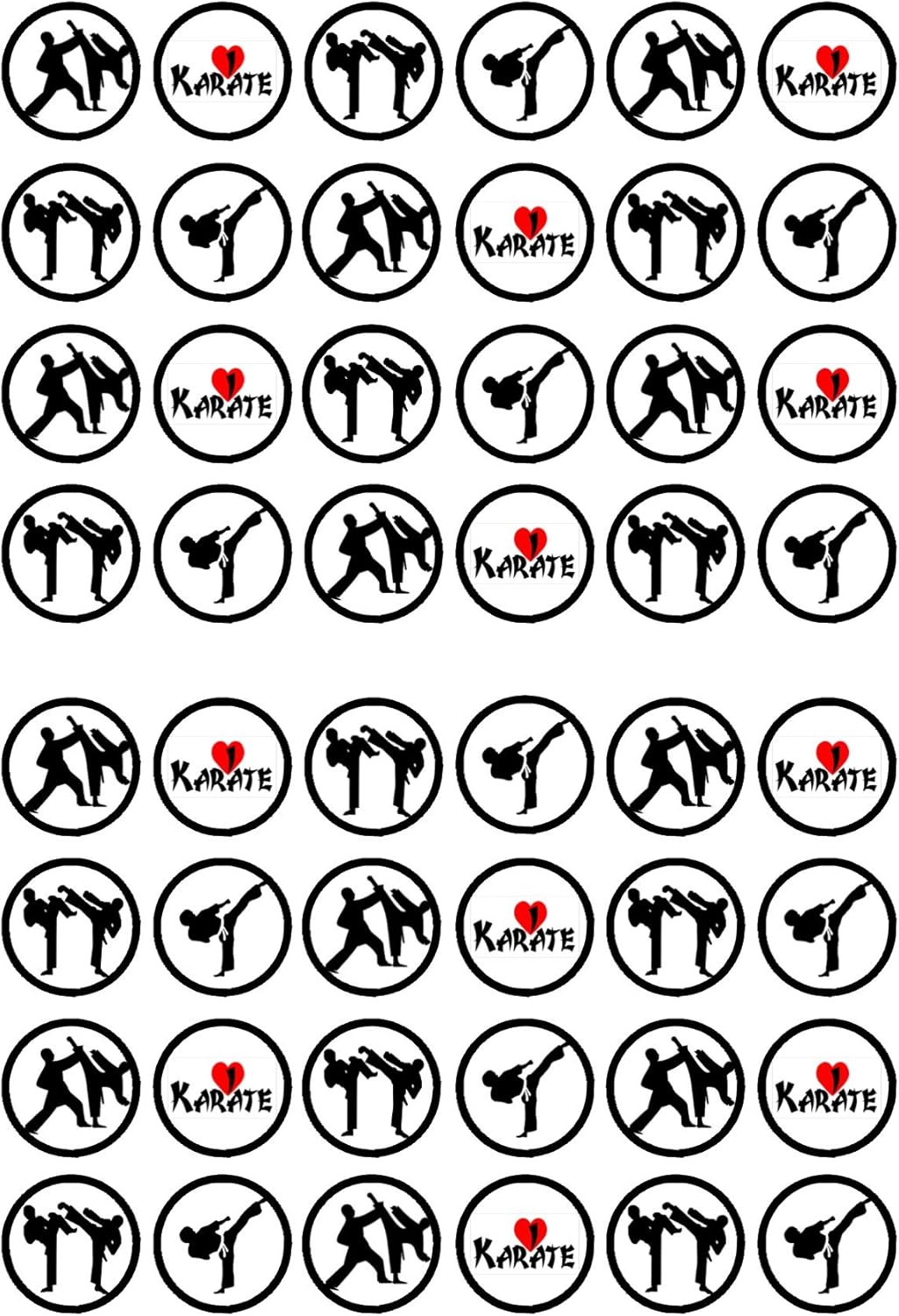 Karate Edible Cupcake Toppers – Martial Arts Cake Decorations for Birthdays, Dojo Events & Belt Ceremonies – UNCUT (Pack of 48 x 1.18 Inch/3cm Discs)
