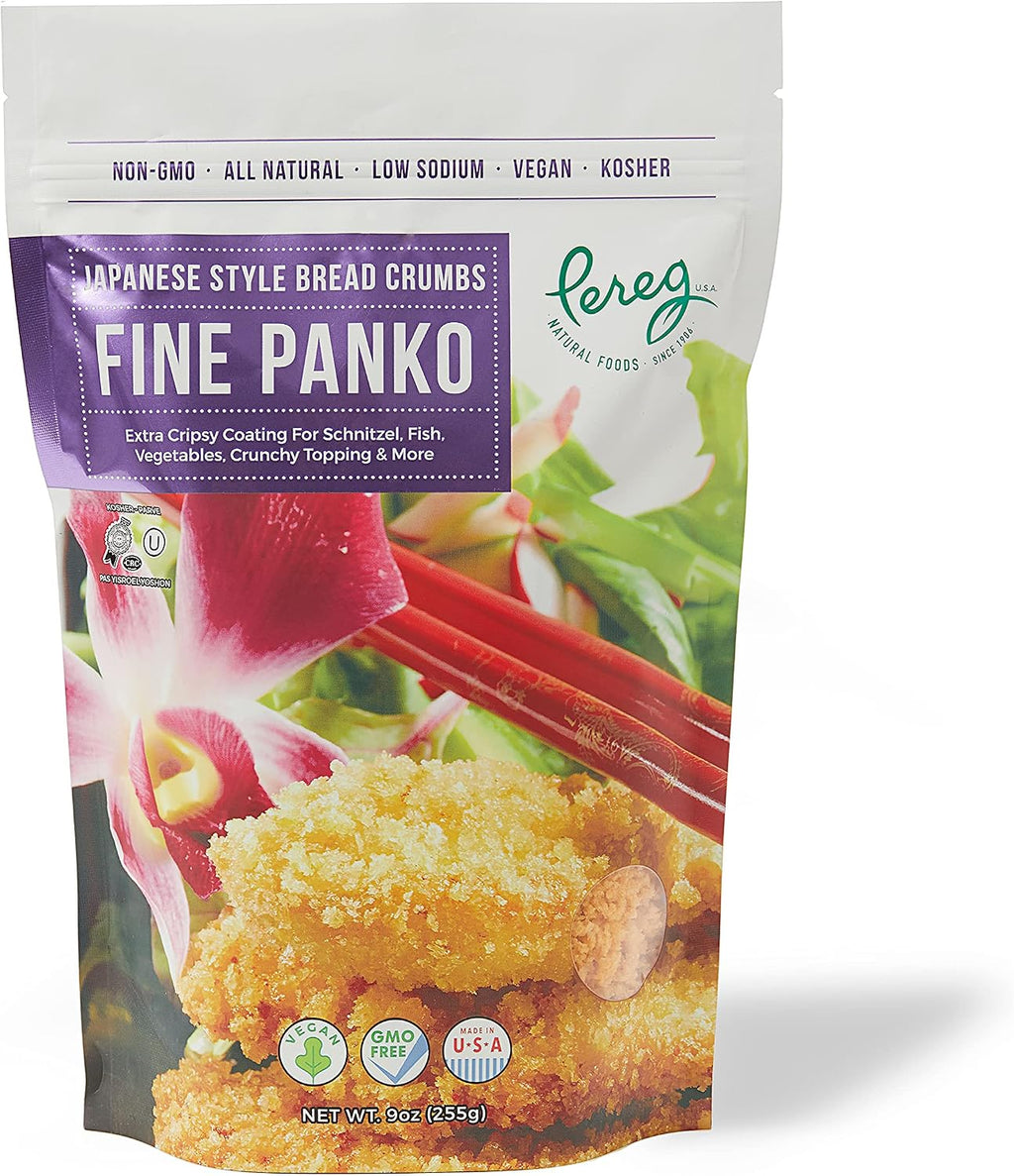 Pereg Extra Fine Japanese Panko Bread Crumbs (9 Oz) - Bread Crumbs for Coating & Stuffing - Coat Burger, Schnitzel, Vegetables, Meatballs - Kosher Certified - Resealable Packaging