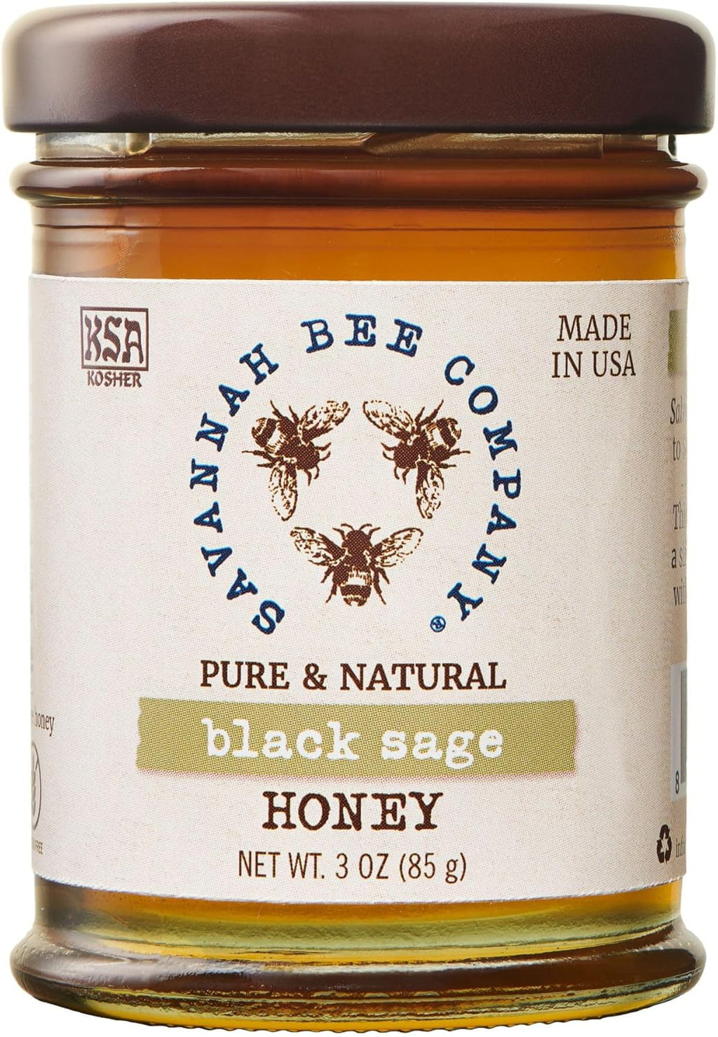 Savannah Bee Black Sage Honey - Naturally Sweet Rare and Exquisite - Perfect Addition to Cheese Boards - 3 Oz