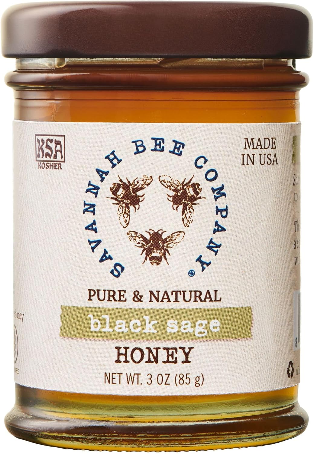 Savannah Bee Black Sage Honey - Naturally Sweet Rare and Exquisite - Perfect Addition to Cheese Boards - 3 Oz