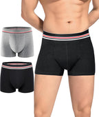 Carer Washable Men's Incontinence Underwear Reusable Leak Proof Boxer Briefs with Front Absorbency Area Waterproof for Light Bladder Leakage Protection Cotton 2 Pack (Black/Gray, Large)
