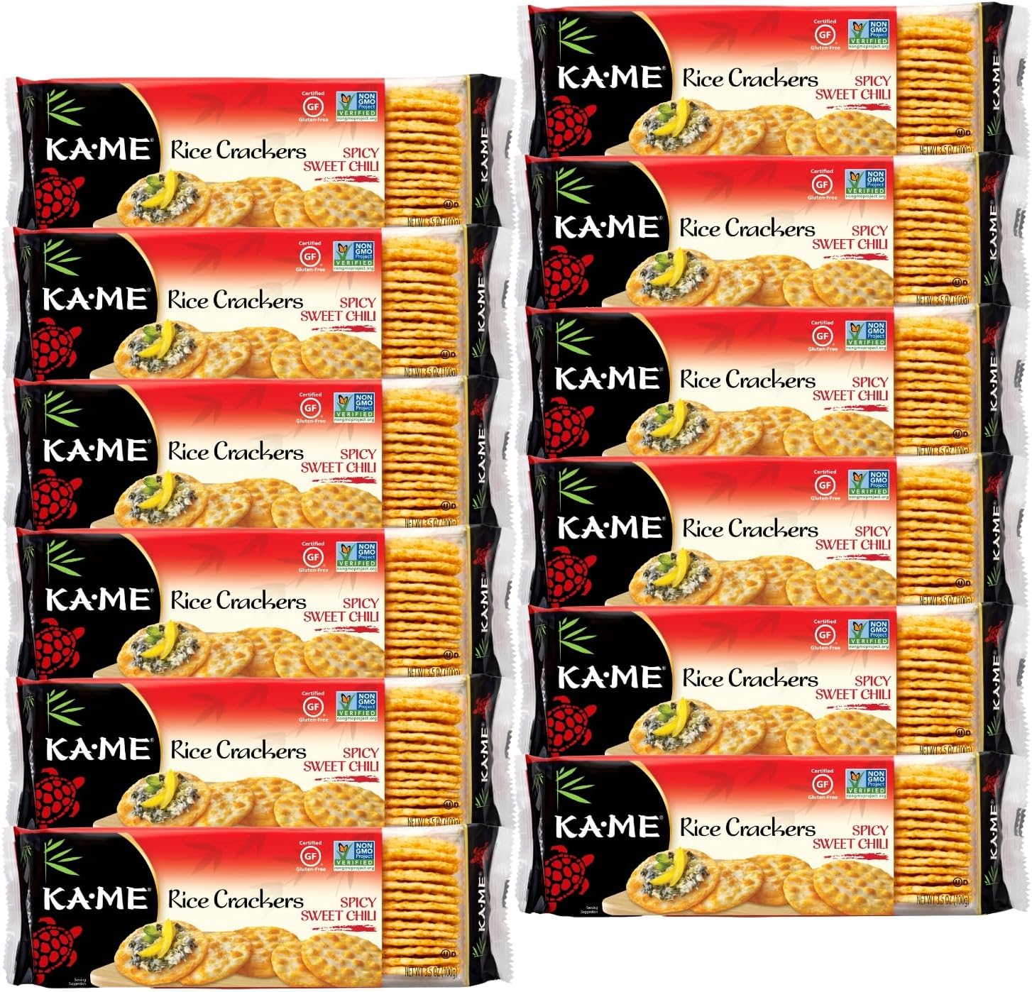 Ka-Me Rice Crackers Gluten Free And Non GMO Verified - Spicy Sweet Chili (Pack of 12)