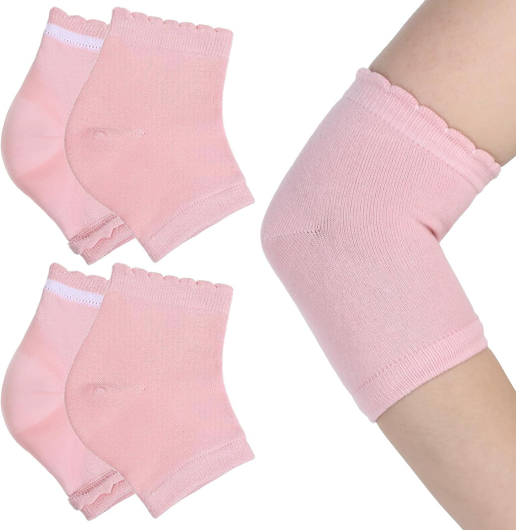 2 Pairs Elbow Protector, Elbow Moisturizing Sleeve Heel Gel Cover Socks with Gel Pads Breathable Elastic Elbows Protectors for Dry Cracked Skin Care