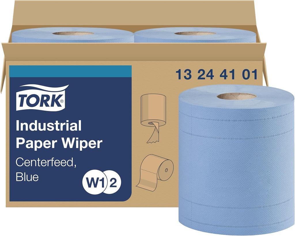 Tork Industrial Wiper Blue W1/W2, Centerfeed, 2 x 375 Sheets, 13244101