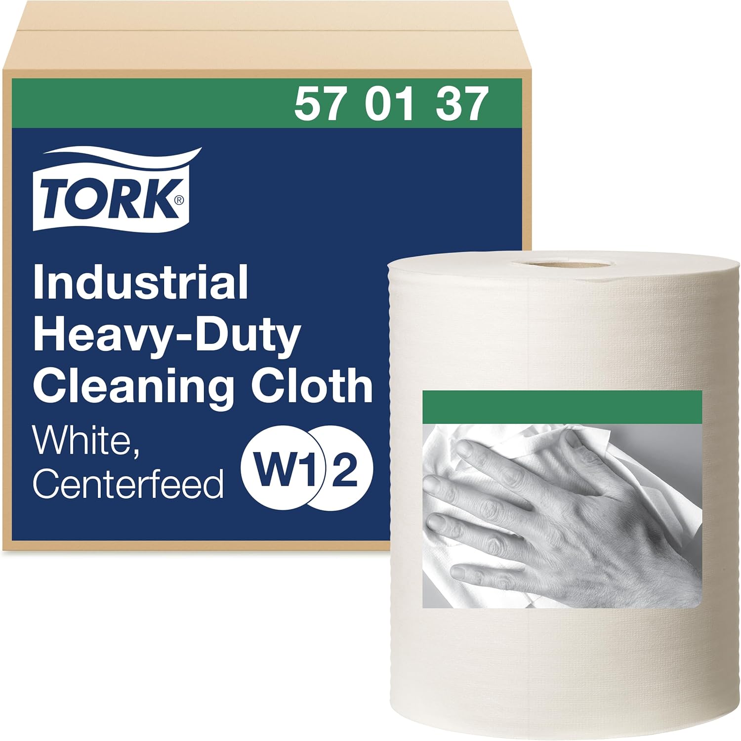 Tork Heavy Duty Cleaning Cloth White W1, Centerfeed, 1 x 160 Feet, 570137
