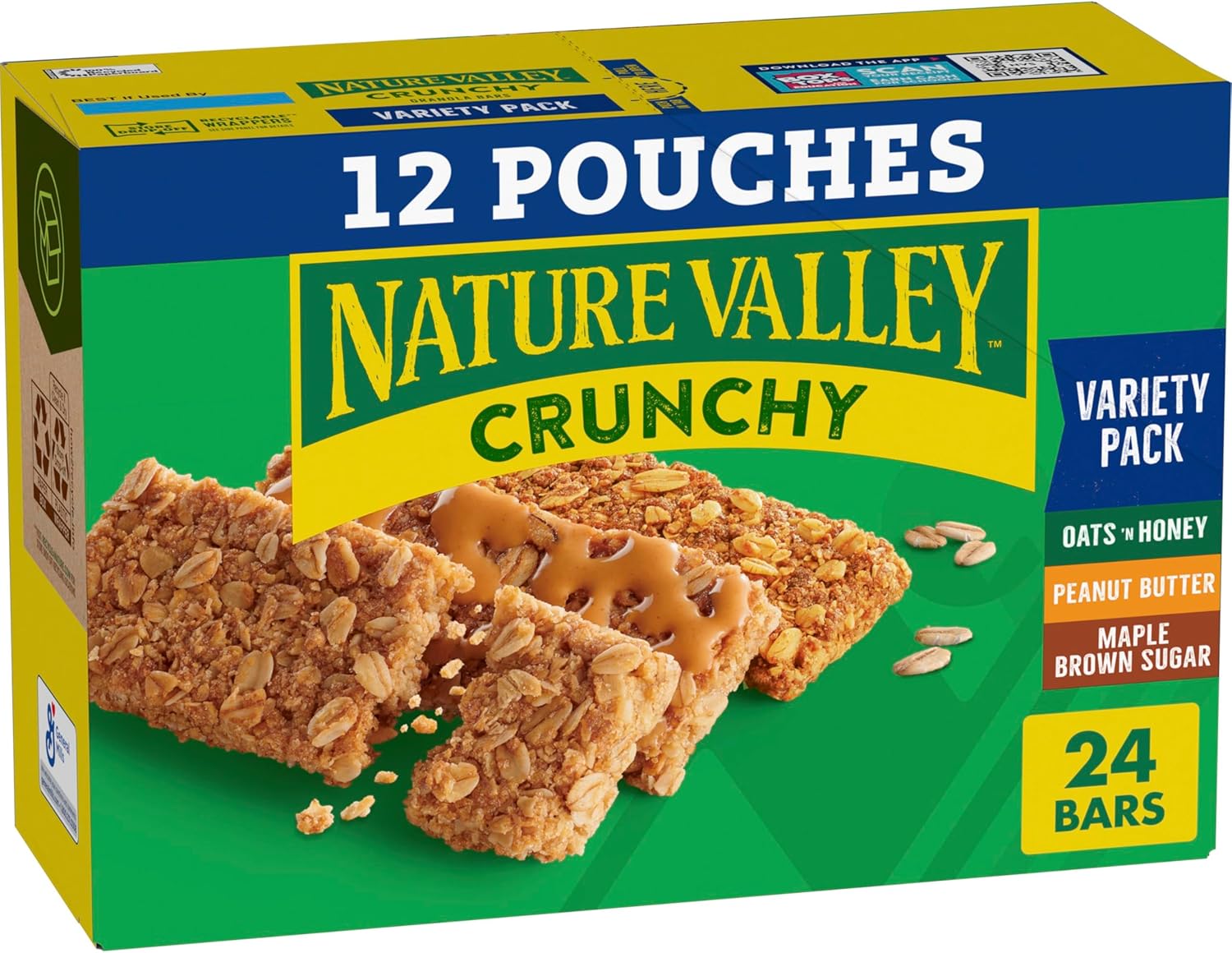 Nature Valley Crunchy Granola Bars, Variety Pack, 24 Bars, 17.88 OZ (12 Pouches)