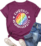 Womens Neurodiversity Shirt Autism Awareness Tshirts Mental Health Awareness Short Sleeve Tops