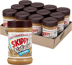 SKIPPY Natural Creamy 1/3 Less Sodium & Sugar Peanut Butter Spread, 15 oz Jars (Pack of 12)– Gluten-Free, 7g Protein per Serving