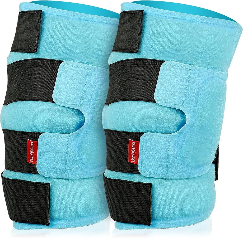 Comfytemp Large Knee Ice Pack Wrap Reusable Gel, Knee Cold Compress Brace for Injury, Pain Relief, Replacement Recovery, Arthritis, ACL, After Surgery, Running Essential, 23.6"x11.8", 2 Gel Packs
