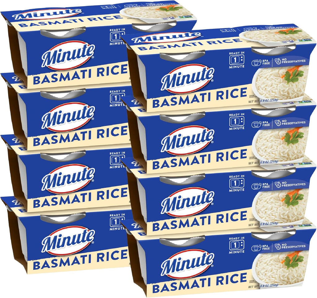 Minute Ready-to-Serve Basmati Rice, Microwavable Rice Cups, 8.8-Ounce Cups (Pack of 8)