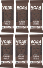 VGAN Vegan Chocolate Bars, Gluten Free Snacks, Plant Based, Soy and Dairy Free, Organic Ingredients, Cruelty Free, Kosher, and Non GMO, Dark Chocolate, 6 Pack